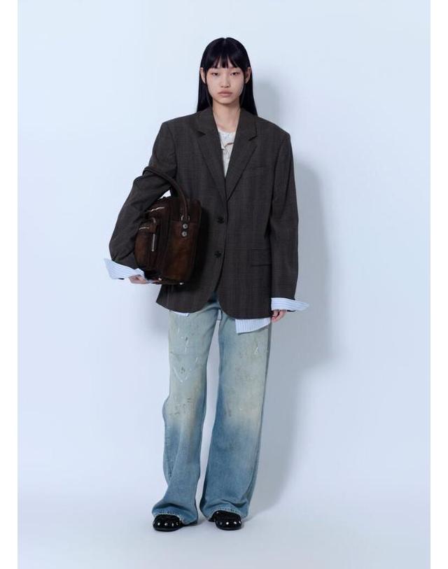 아크네 스튜디오 [해외직구] 26 FW 여성 Checked Wool Blazer acn0265070brn 착용컷