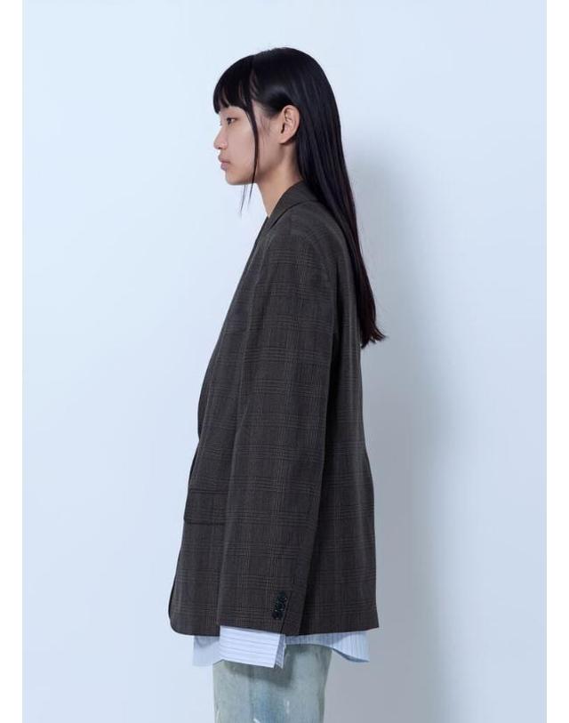 아크네 스튜디오 [해외직구] 26 FW 여성 Checked Wool Blazer acn0265070brn 착용컷