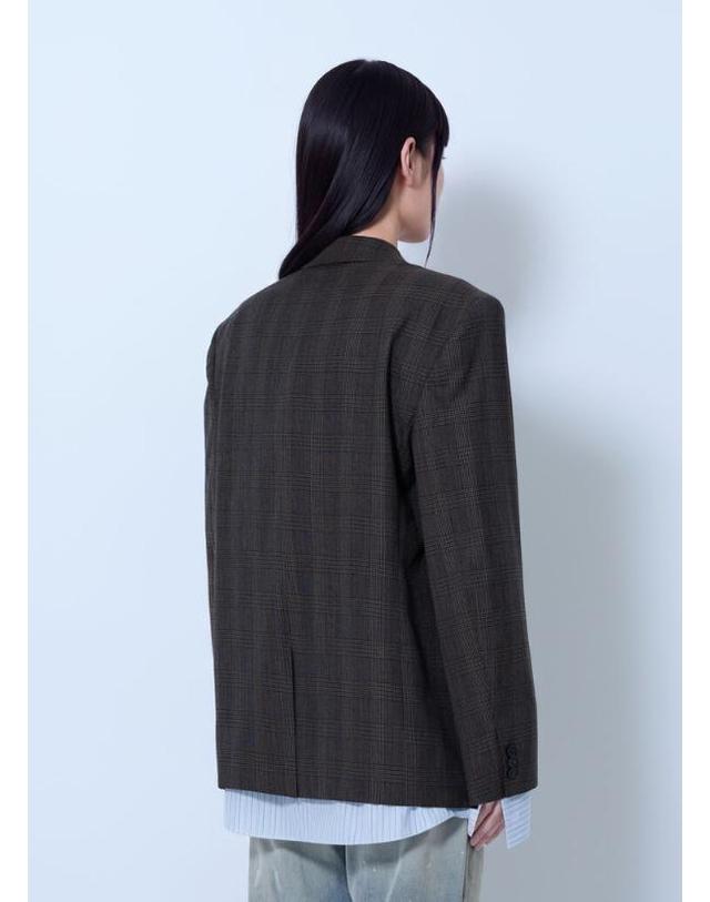 아크네 스튜디오 [해외직구] 26 FW 여성 Checked Wool Blazer acn0265070brn 착용컷