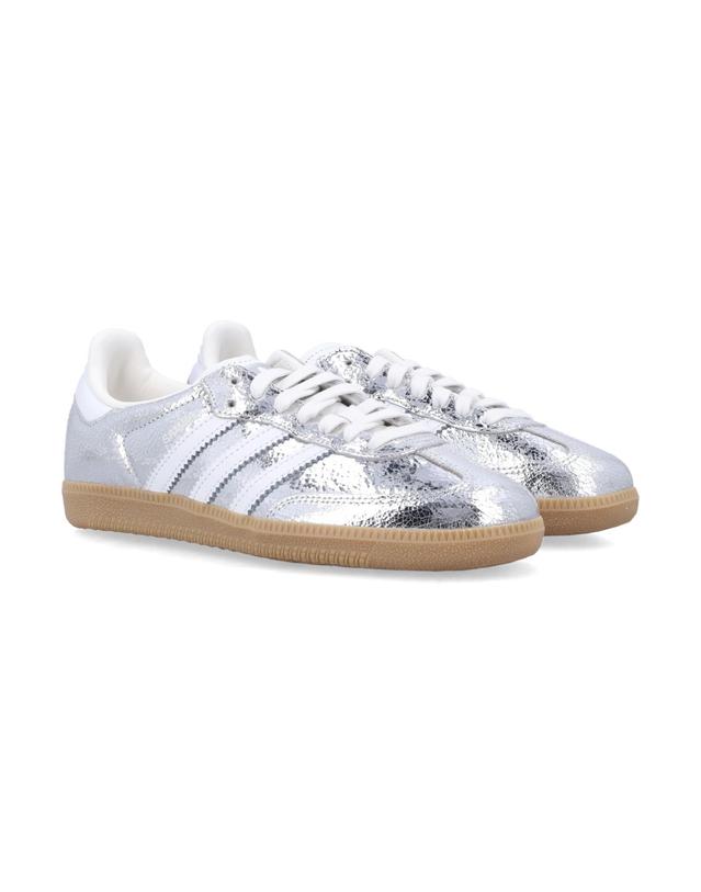 아디다스 [해외직구] 26FW 아디다스 메탈릭 Silver Samba 스니커즈 JR0035SILVMT TP580120162 착용컷