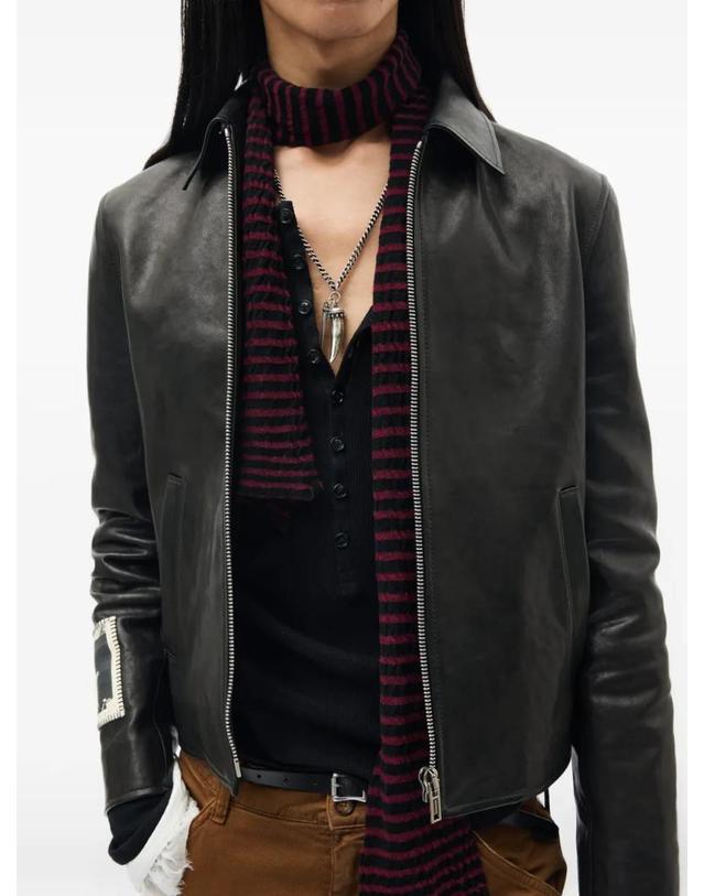 앤 드뮐미스터 앤드뭘미스터 [해외직구] 26 FW Ann Demeulemeester 오사 스트라이프 크레이프 니트 스카프 B0014355FA059 TP458616137 착용컷