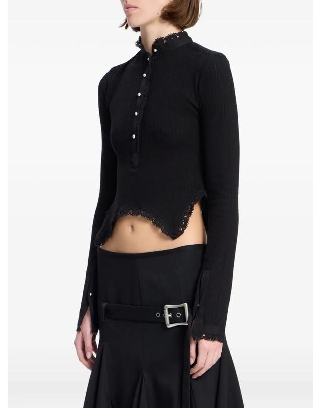 앤 드뮐미스터 앤드뭘미스터 [해외직구] 26 FW Ann Demeulemeester 나신 세라피노 레이스 트리밍 크롭 탑 B0014521FA766 TP457120380 착용컷