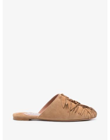 [해외직구] 26 FW Aquazzura 프린지 디테일 스웨이드 뮬 MCKFLAM0SUEMCA TP455431559