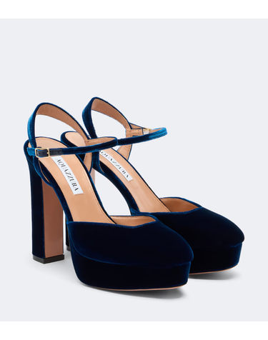 [해외직구] 26 FW Aquazzura Amira 벨벳 플랫폼 슬링백 펌프스 TP582018112