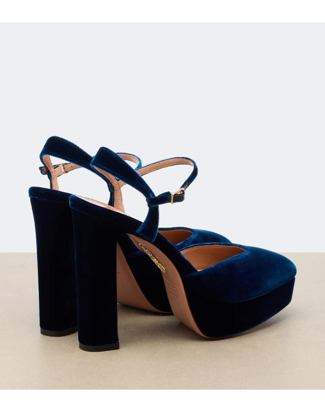 아쿠아주라 [해외직구] 26 FW Aquazzura Amira 벨벳 플랫폼 슬링백 펌프스 TP582018112 착용컷