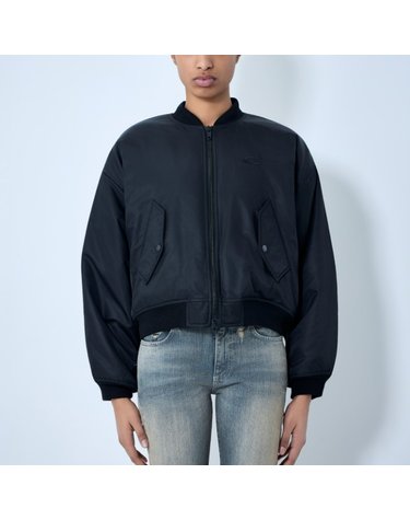 [해외직구] 26 FW 발렌시아가 스탠드 칼라 리브드 트림 크롭 봄버 자켓 블랙 857679 TMO13 1000