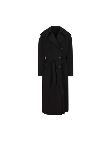 [해외직구] 26 FW 발렌시아가 아워글라스 트렌치 코트 블랙 725342TNP09