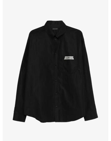 [해외직구] 26 FW 발렌시아가 마스킹 테이프 긴소매 블랙 라지 핏 셔츠 857809TRM28 TP458618432