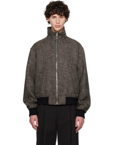 [해외직구] 26 FW Bottega Veneta 블랙   브라운 하운드투스 보머 재킷 242798M180002
