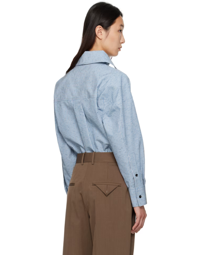 보테가 베네타 [해외직구] 보테가 베네타 블루 코튼 리넨 스트라이프 셔츠 819968 V5CW0 TP872181072 착용컷