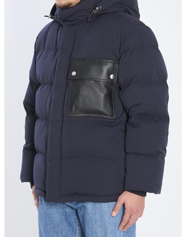 보테가 베네타 [해외직구] 25FW 보테가 베네타 블루 후드 다운 자켓 with intreccio 모티브 레더 patches In 코튼 블렌드 man 837046V5O604246 TP580071780 착용컷