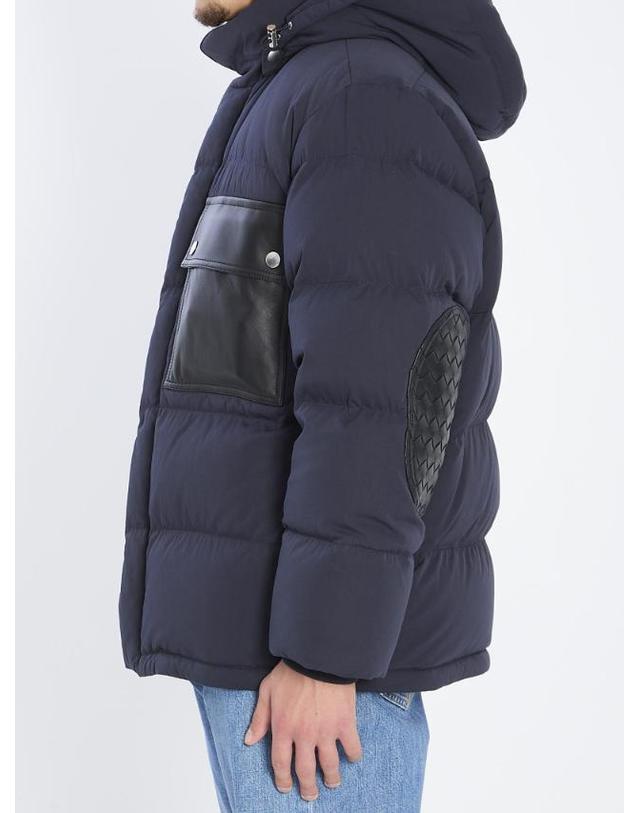 보테가 베네타 [해외직구] 25FW 보테가 베네타 블루 후드 다운 자켓 with intreccio 모티브 레더 patches In 코튼 블렌드 man 837046V5O604246 TP580071780 착용컷