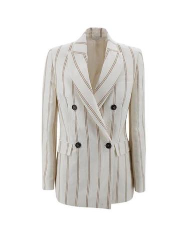 [해외직구] 26 FW 브루넬로 쿠치넬리 더블브레스트 스트라이프 블레이저 C001 MH5517087