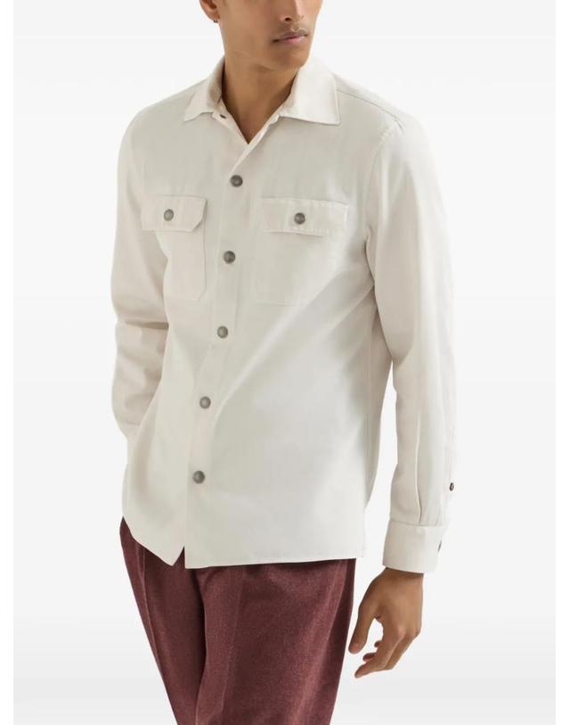 브루넬로쿠치넬리 [해외직구] 26 FW 브루넬로 쿠치넬리 스프레드 칼라 앤 체스트 포켓 가먼트 다이 코튼 개버딘 오버셔츠 MG6530721C428 TP455300920 착용컷