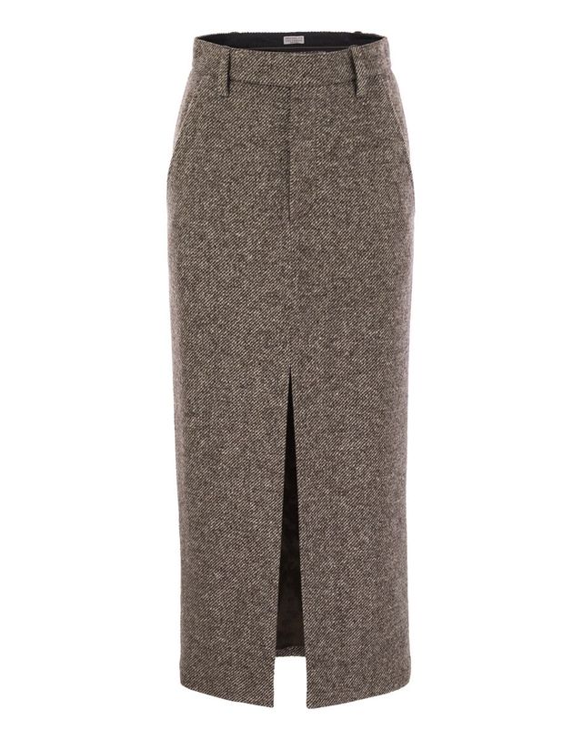 브루넬로쿠치넬리 [해외직구] 25FW 브루넬로 쿠치넬리 Sartorial Pencil 스커트 in diagonal 멜란지 of 버진 울 앤 실크 with moniline MG531G3918C6321 TP572935518 착용컷
