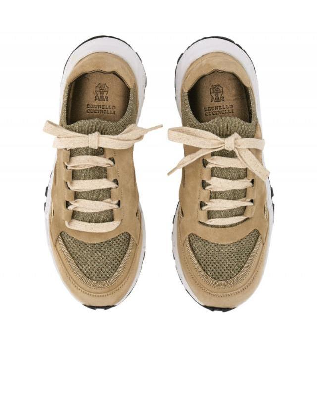 브루넬로쿠치넬리 [해외직구] 23FW 브루넬로 쿠치넬리 스파크링 니트 앤 SUEDE 러너 스니커즈 WITH BEADWORK MZ34G2291PC1236 TP578305031 착용컷