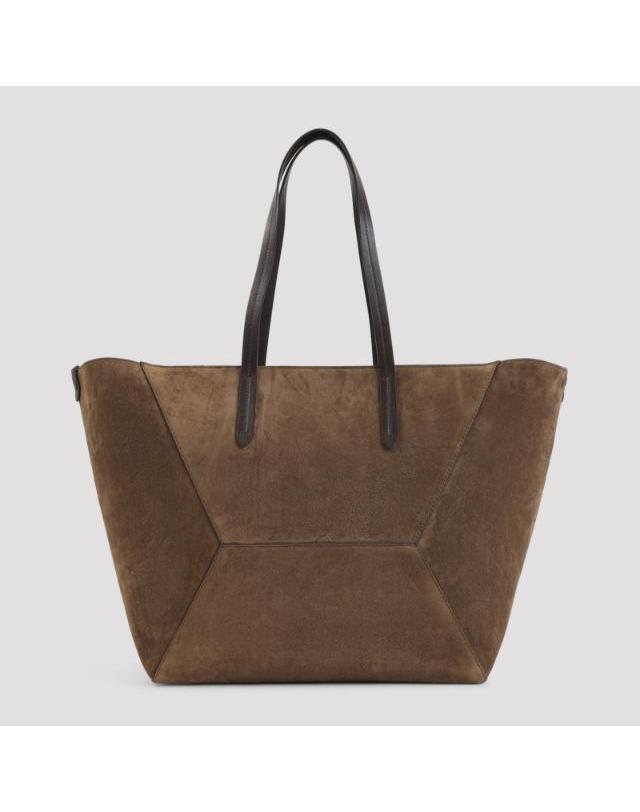 브루넬로쿠치넬리 [해외직구] 26FW 브루넬로 쿠치넬리 Duo 브라운 토트 백 with Panelled 디자인 앤 투 탑 H앤les in Suede for 여성 MBDLB2571C9773 TP580120930 착용컷