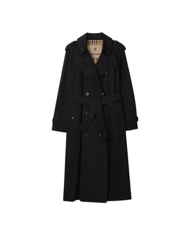 [해외직구] 26 FW 버버리 워털루 Waterloo 헤리티지 플랩 포켓 코튼 롱 트렌치 코트 블랙
