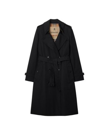 [해외직구] 26 FW 버버리 벨트 웨이스트 더블 버튼 맥시 트렌치 코트 블랙
