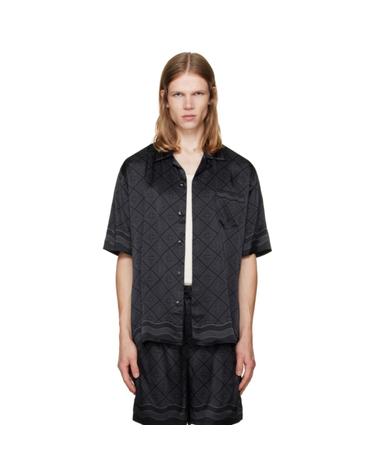 [해외직구] 카사블랑카 블랙 쿠반 칼라 S S 셔츠 M AW26 SH 003 01 TP876893445