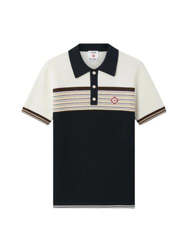 [해외직구] 카사블랑카 Cafe Culture striped logo patch polo shirt 12296542126344 TP725714667