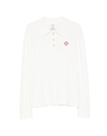 [해외직구] 26 FW 카사블랑카 화이트 부클 긴소매 폴로 셔츠 MPF26KW100001 TP458907782