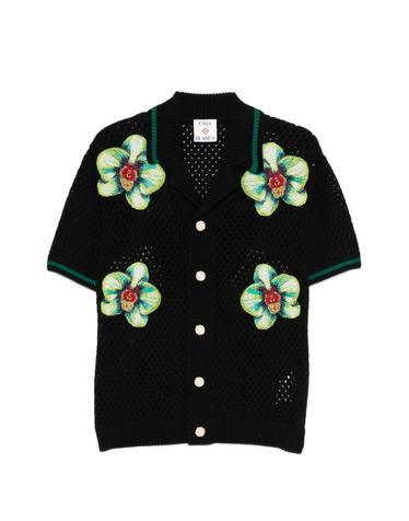 [해외직구] 26 FW 카사블랑카 글리치 오키드 자수 반소매 크로셰 셔츠 MSS26KW131601 TP457416625
