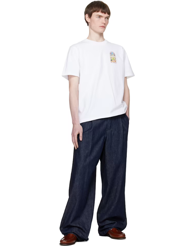 카사블랑카 [해외직구] 카사블랑카 화이트 테니스 랜드스케이프 티셔츠 M SS26 JTS 001 15 TP872141714 착용컷