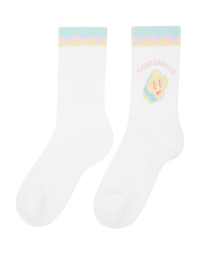 카사블랑카 [해외직구] 26 FW 카사블랑카 화이트 포 더 러블 오브 댄스 양말 261195F076001 착용컷