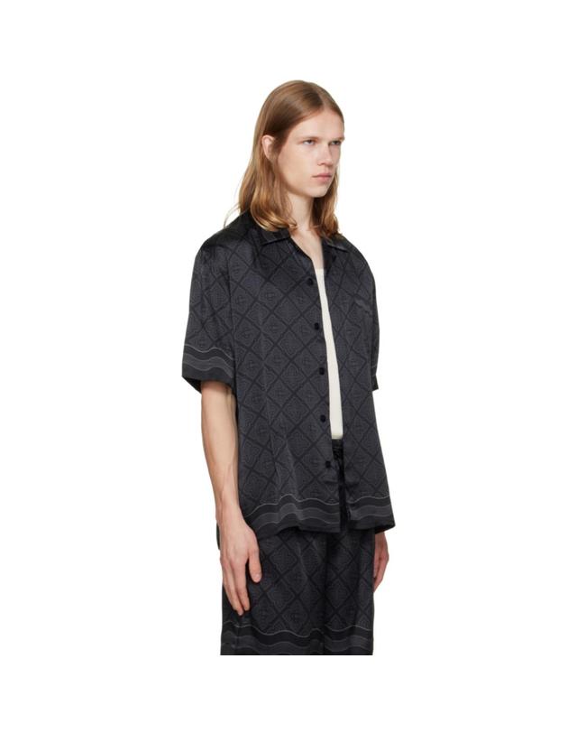 카사블랑카 [해외직구] 카사블랑카 블랙 쿠반 칼라 S S 셔츠 M AW26 SH 003 01 TP876893445 착용컷