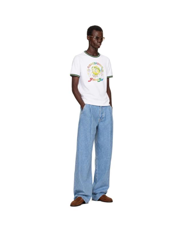 카사블랑카 [해외직구] 카사블랑카 화이트 콘트라스트 링거 카와이 테니스 볼 티셔츠 M AW25 JTS 030 02 TP877818411 착용컷
