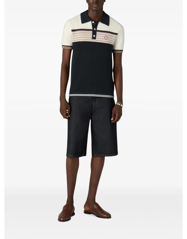 카사블랑카 [해외직구] 카사블랑카 Cafe Culture striped logo patch polo shirt 12296542126344 TP725714667 착용컷