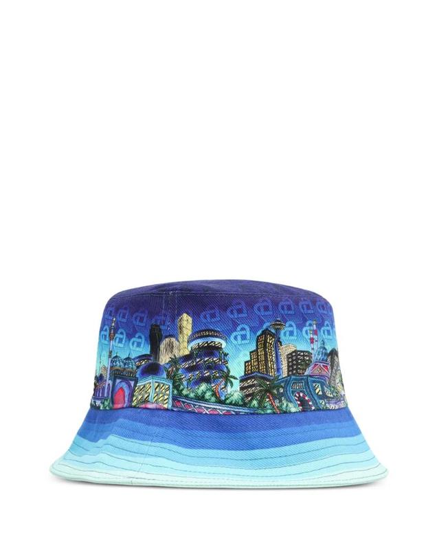 카사블랑카 [해외직구] 26 FW 카사블랑카 그래픽 프린트 버킷 햇 AF23HAT0031001 TP454343410 착용컷