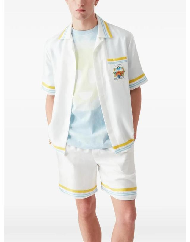 카사블랑카 [해외직구] 26 FW 카사블랑카 테니스 랜드스케이프 스트라이프 실크 셔츠 MSS26SH00304 TP456004835 착용컷