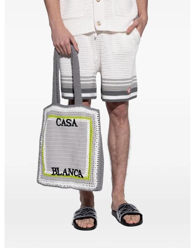 카사블랑카 [해외직구] 26 FW 카사블랑카 로고 크로셰 토트 백 ASP26BAG17601 TP457365639 착용컷