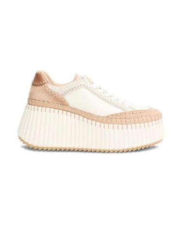[해외직구] 26 FW 끌로에 Nama 나마 탑스티칭 오버 플랫폼 스니커즈 소프트파우더