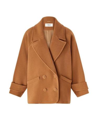 [해외직구] 26 FW 끌로에 Woolen 더블 브레스트 울 크롭 코트 더스티 카멜