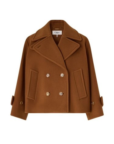 [해외직구] 26 FW 끌로에 더블 브레스트 더스티 카멜 숏 코트