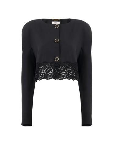 [해외직구] 26 FW 끌로에 울 그랑 드 푸드르 앤 레이스 칼라리스 크롭 재킷 CH26AVE24067 TP459652299