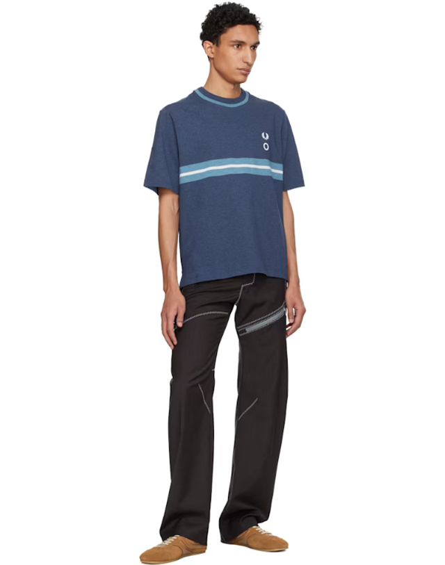 크레이그 그린 [해외직구] 26 FW 크레이그 그린 블루 Fred Perry 하프 앤 하프 티셔츠 262735M213000 착용컷