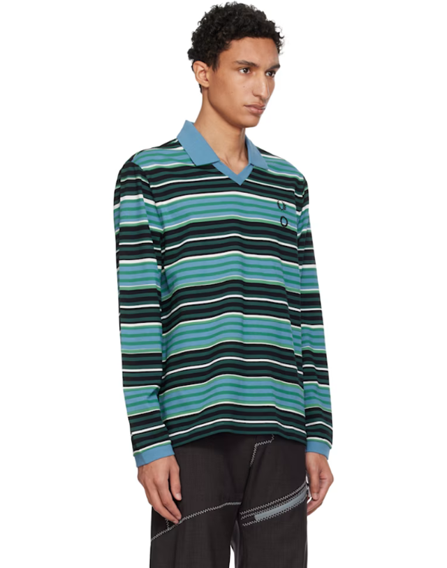 크레이그 그린 [해외직구] 26 FW 크레이그 그린 블루 Fred Perry 오버프린트 헨리 폴로 셔츠 262735M212001 착용컷
