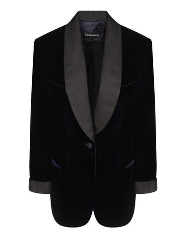 [해외직구] 26FW 엠포리오 아르마니 블루 벨벳 자켓  새틴 숄 lapel  싱글 브레스티드 with one button  Welt 포켓  EW005455TE11088UB109 TP582160329