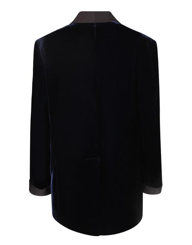 엠포리오 아르마니 [해외직구] 26FW 엠포리오 아르마니 블루 벨벳 자켓 새틴 숄 lapel 싱글 브레스티드 with one button Welt 포켓 EW005455TE11088UB109 TP582160329 착용컷