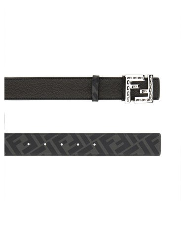 [해외직구] 26SS Fendi 벨트 with FF 로고 Plate in 메탈릭 앤 블랙 그레인 레더 for 맨 7C0535AFF1F0GXN TP572928105