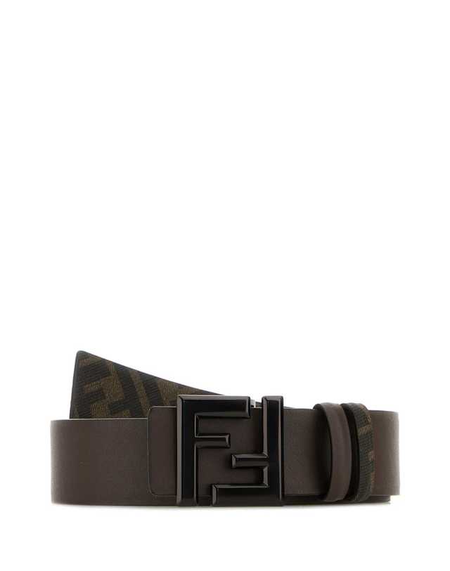 펜디 [해외직구] Fendi 벨트 with FF Metallica 로고 Plate 앤 브라운 레더 프론트 for 맨 7C0541ASIWF1S9V TP572927480 착용컷