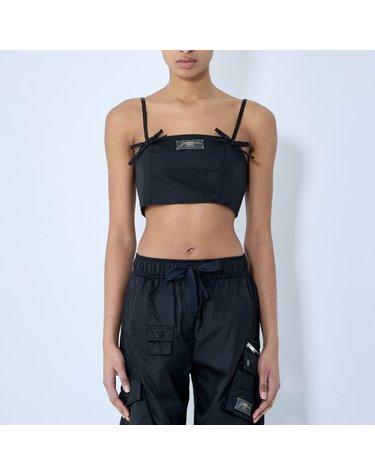 [해외직구] 26 FW 가니 Duchesse 듀체스 스트랩 로고 패치 크롭 탑 W0483  Black 099