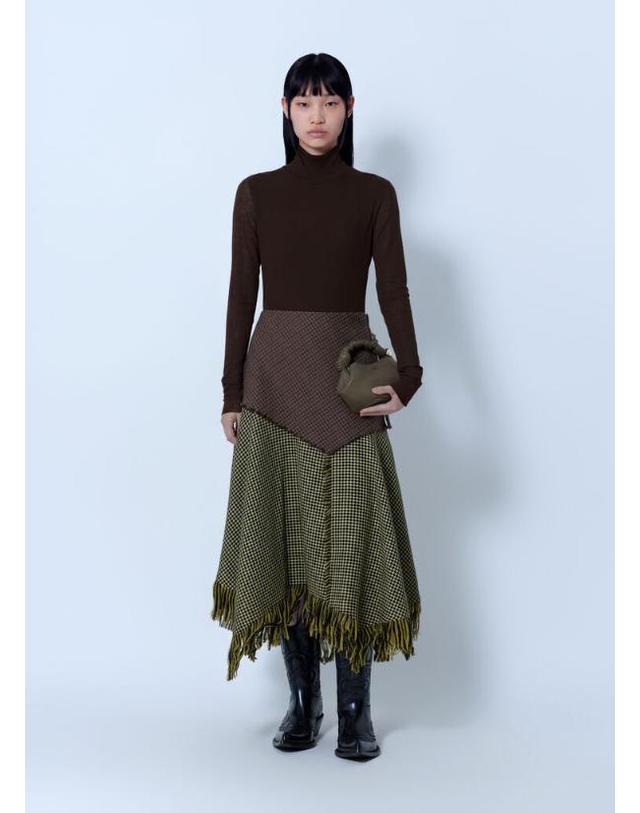 가니 [해외직구] 26 FW 가니 여성 Woollen Check Patchwork Long Skirt A1090321 999 TP878035592 착용컷