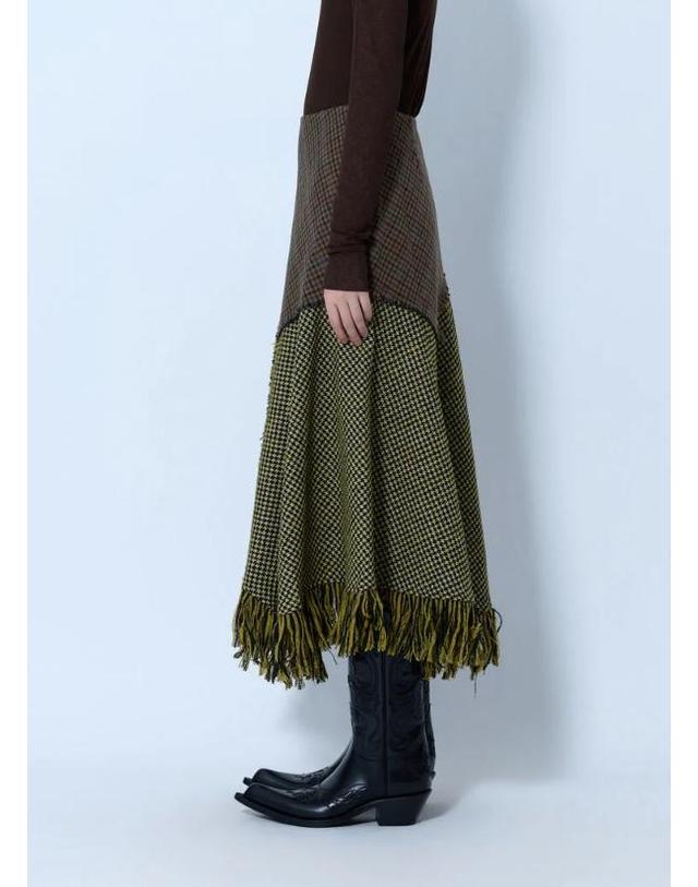 가니 [해외직구] 26 FW 가니 여성 Woollen Check Patchwork Long Skirt A1090321 999 TP878035592 착용컷