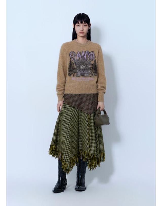 가니 [해외직구] 26 FW 가니 여성 Brushed Alpaca Teddy Sweater gan0266032cam 착용컷