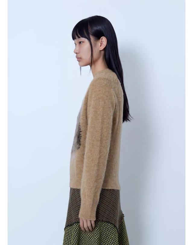 가니 [해외직구] 26 FW 가니 여성 Brushed Alpaca Teddy Sweater gan0266032cam 착용컷